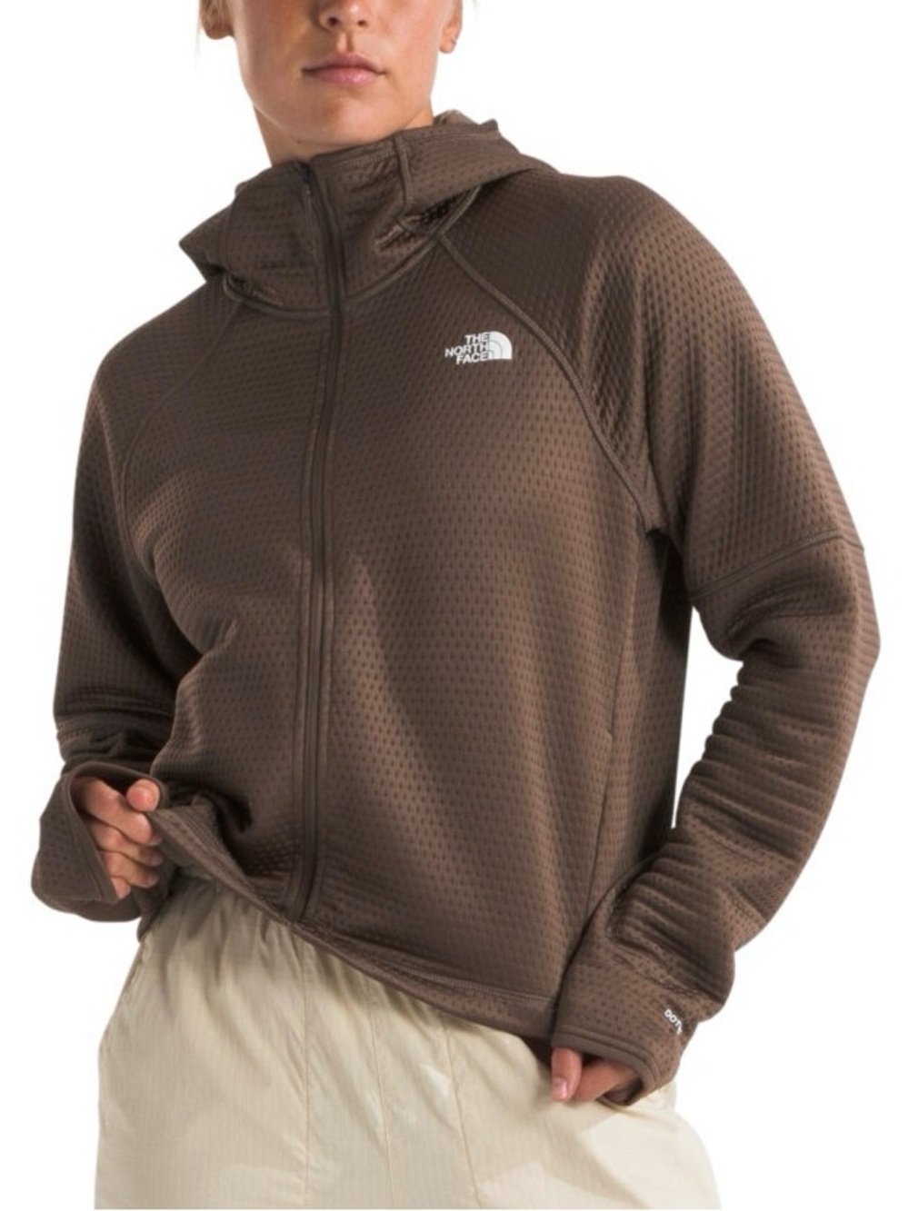 NWT $130 The North Face Women’s DOTKNIT Thermal Full-Zip Hoodie Smokey Brown XXL